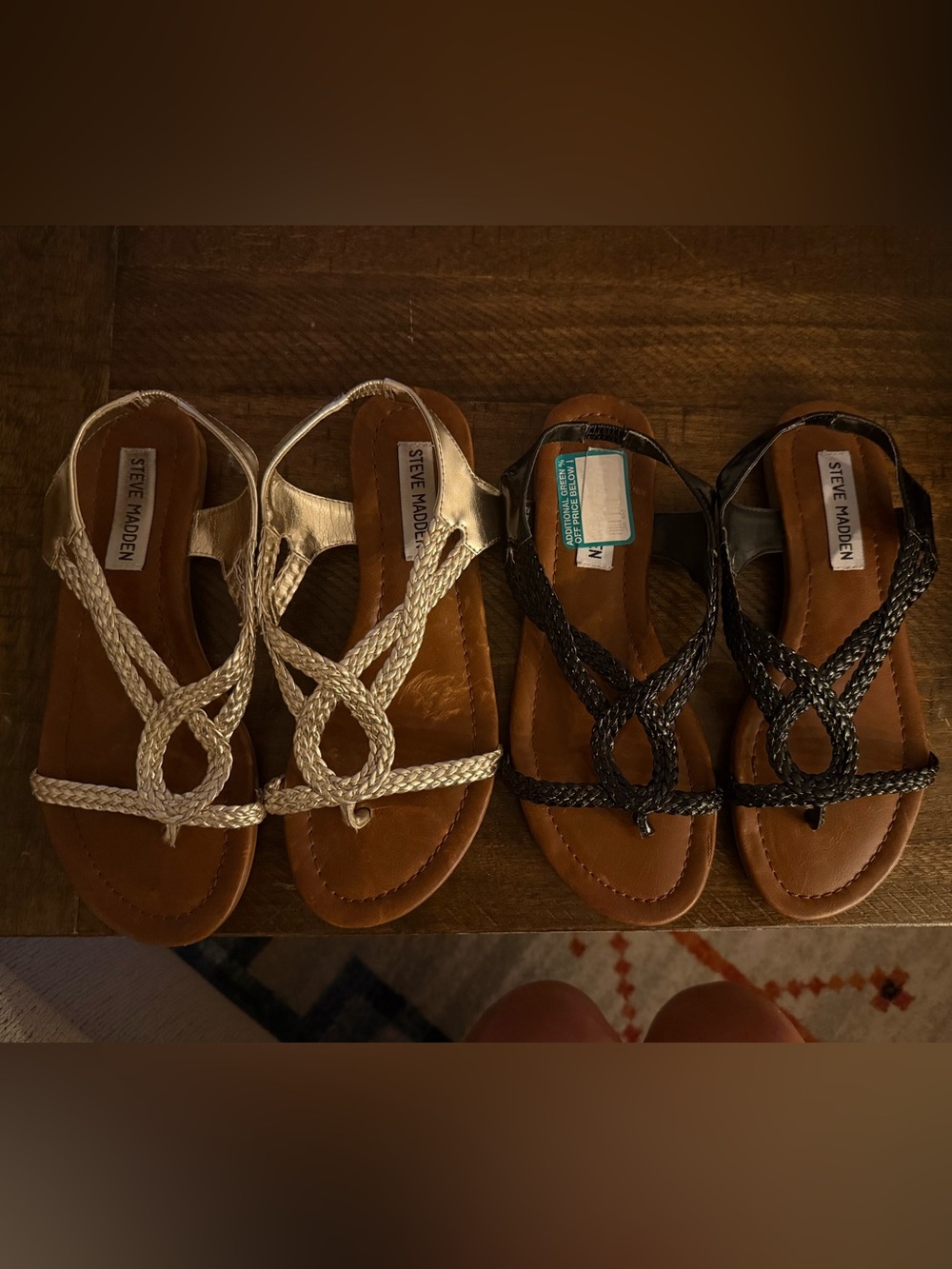 2 Pair Women’s Steve Madden Braided T-Strap Sandals - Size 6